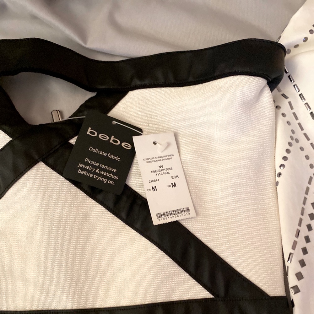 Bebe (Black and white strapless dress)